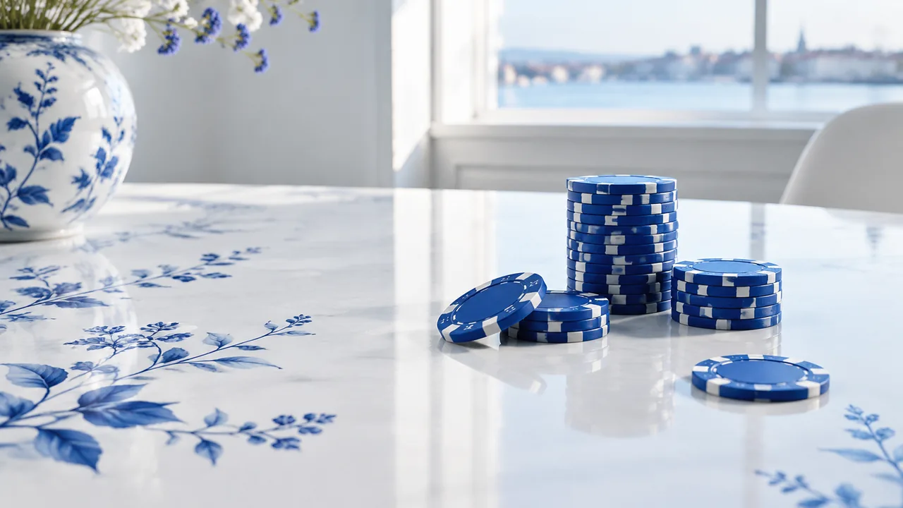 Blå Konto og blå casinochips